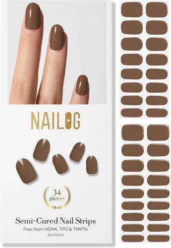 Vista 30 de NAILOG - Tiras de uñas de gel semicuradas 34 piezas Compra 2 y obtén 1 lámpara ultravioleta Calcomanías de esmalte de uñas duraderas con acabado