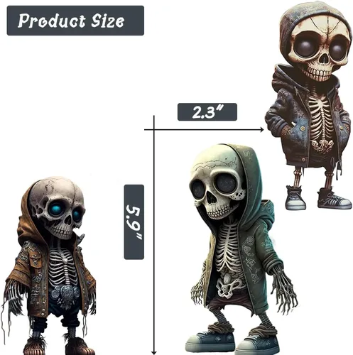 Vista 2 de 2 figuras de esqueleto geniales, manualidades de resina, figuras de cráneo de hip hop, estatua gótica, ropa de calle, estatua de calavera