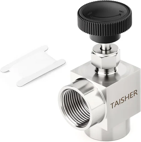 Vista 65 de TAISHER Válvula de aguja de acero inoxidable 316 con mango de rueda 1/2 "NPT macho x 1/2" NPT hembra