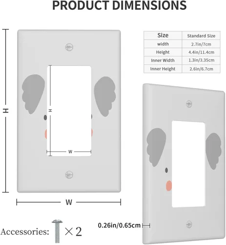 Vista 4 de Lindo Koala - Placa de interruptor de luz de 1 banda, placa de pared basculante individual, placa decorativa eléctrica GFCI para decoración