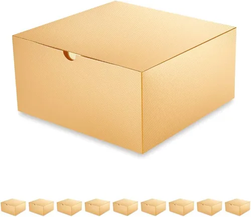 Vista 15 de PACKQUEEN Cajas de regalo de Navidad color dorado champán, paquete de 10 unidades de 6 x 6 x 4 pulgadas, cajas de regalo pequeñas con tapas, cajas