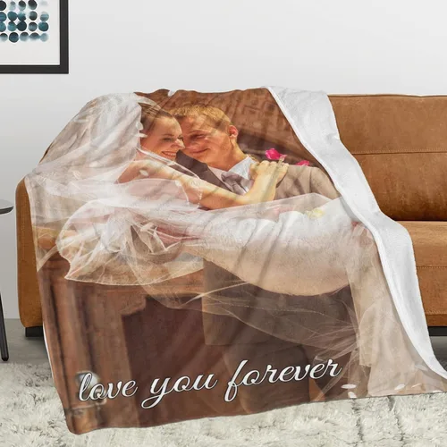 Vista 2 de Manta de fotos personalizada para bodas, parejas, fotos para familiares, amigos, regalos personalizados de Navidad y cumpleaños, fabricada