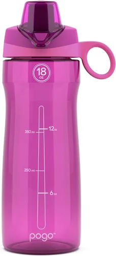 Vista 25 de Pogo Botella de agua de plástico tritán sin bisfenol A con tapa con pico de 18 onzas, color azul
