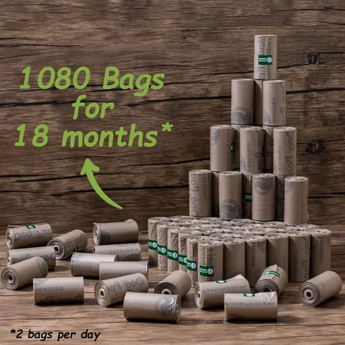 Vista 5 de GREENER WALKER 1080 bolsas de basura para perros, extragruesas, fuertes, 100% a prueba de fugas (marrón)