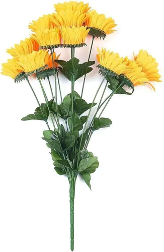 Vista 7 de Efavormart - 5 arbustos 70 girasoles artificiales amarillos de seda Decoración de jarrón