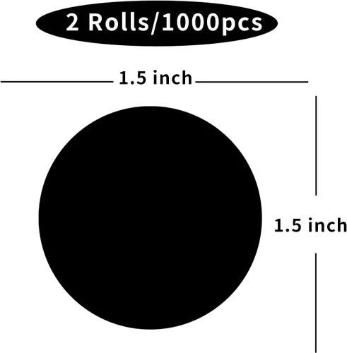Vista 2 de STARLIBOO Calcomanías de punto negro, 1.5 pulgadas, 1000 unidades de precio de venta de garaje, redondas para oficina y aula (2 rollos)