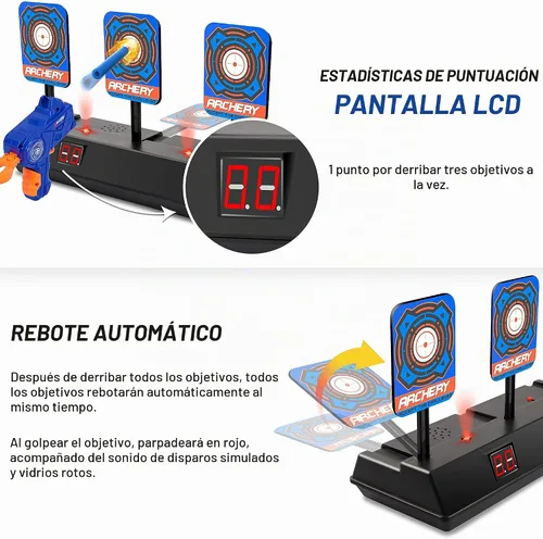 Vista 4 de KKONES - Objetivo de disparo digital con puntuación eléctrica y reinicio automático para pistolas Nerf