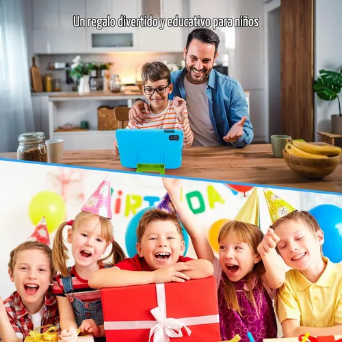 Vista 7 de Tablet Android 14 para niños – Tableta para niños de 10.1 pulgadas con funda EVA azul, Android 14, CPU A523 Octa-Core, 8GB+64GB, Wi-Fi 6