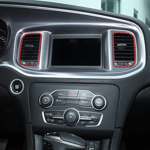 Vista 4 de Hoolcar Cubierta de Moldura de Ventilación del Panel de CA de Control Central del Aire Acondicionado para Dodge Charger 2011-2020, Fibra de Carbono