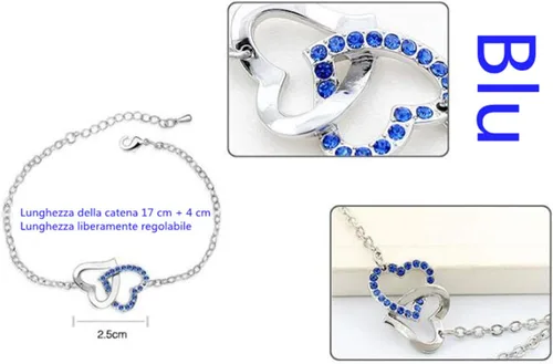 Vista 6 de MERSDW Joyería de las Mujeres Regalos Moda República Checa Rhinestone Doble Corazón Joyería Set 4pcs Collar Pulsera Anillo Pendientes