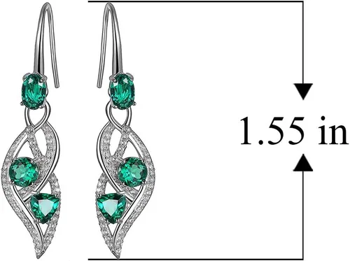 Vista 3 de Tienda Collection Pendientes colgantes de plata de ley con piedras preciosas y zafiro blanco