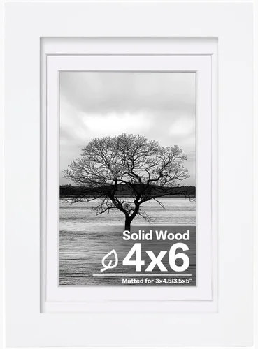 Vista 32 de Egofine - Portarretratos de 4 x 6 pulgadas, de madera maciza con plexiglás, para fotos de 3.5 x 5 con paspartú o de 4 x 6 sin paspartú, para colocar