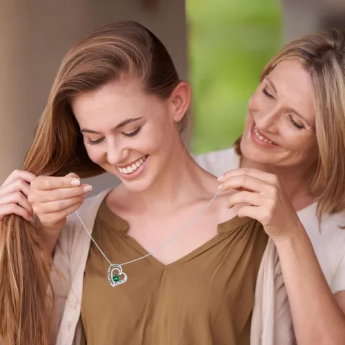 Vista 2 de Iefil Collar de plata de ley 925 con piedra natal, regalos inspiradores para mujeres, regalos de graduación para ella, ella creyó que podía así que