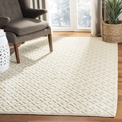 Vista 22 de SAFAVIEH Vermont Collection - Alfombra decorativa de 2 pies 3 pulgadas x 4 pies, marfil y negro, lana hecha a mano, ideal para zonas de alto tráfico