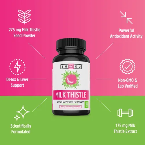 Vista 4 de Extracto de Cardo Mariano Extracto estandarizado Silimarina para máximo apoyo Hígado – Detox, Cleanse & mantener su hígado – Semillas y complejo