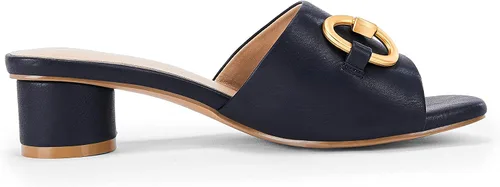 Vista 5 de Sandalias de tacón redondo grueso para mujer, con puntera abierta, cómodas, con cadena de metal