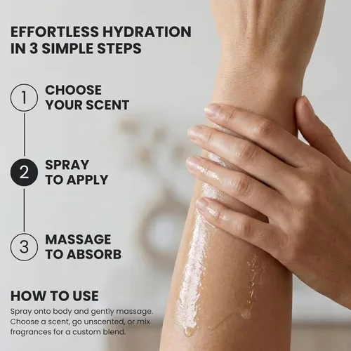 Vista 6 de QTICA Oylie Spray On Total Repair - Aceite corporal ligero en aerosol con jojoba natural y aceite de argán para una humedad instantánea, acabado