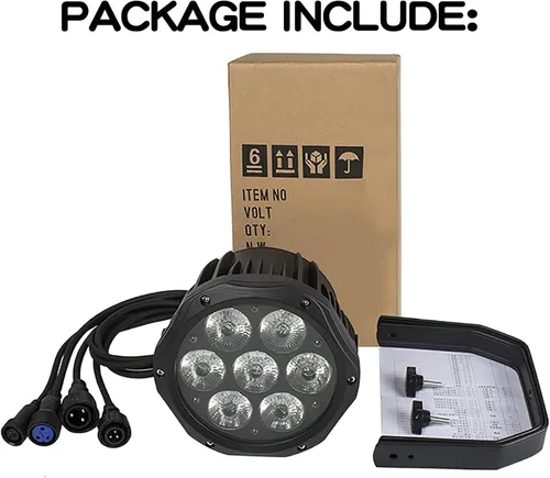 Vista 6 de SHEHDS Par Lights IP65 impermeable al aire libre LED 7x18W RGBWA+UV Iluminación Etapa Lavado/estroboscópico DMX512 luces subidas activadas por