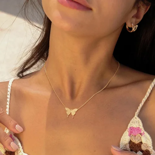 Vista 2 de VACRONA Gold Dainty Butterfly Choker Necklaces for Women