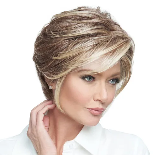Vista 35 de Raquel Welch Go To Style - Peluca de pelo corto versátil y favorecedora de Hairuwear, gorra media, castaño iluminado por el sol RL10/12
