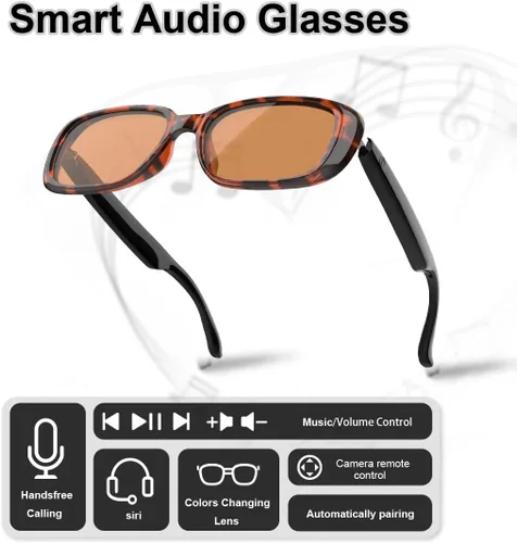 Vista 3 de Gafas de sol inteligentes con audio Bluetooth con altavoces, protección UV400, lentes de bloqueo de luz azul para hombres y mujeres Uf-17