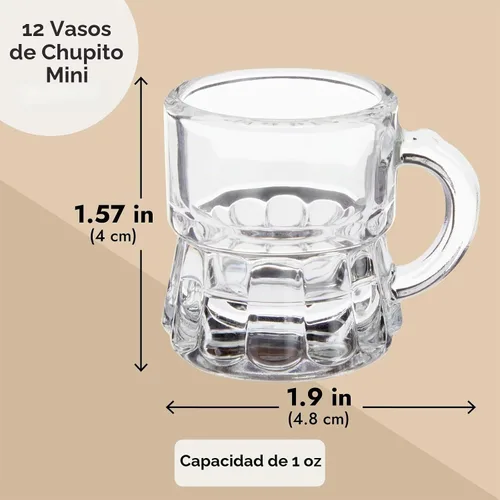 Vista 3 de Okuna Outpost Mini vasos de chupito con asas, juego de chupitos transparentes reutilizables, para servir mini chupitos con agarre seguro, recuerdos