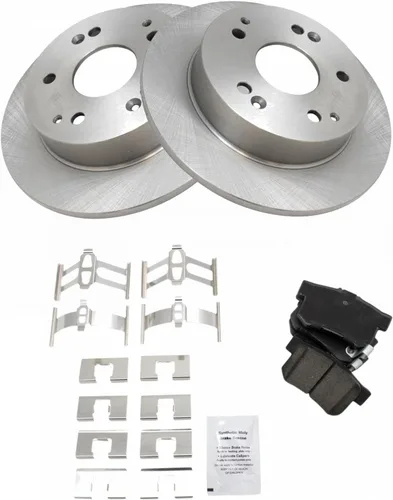 Vista 3 de TRQ Juego de pastillas de freno y rotor de cerámica trasera compatible con Honda Accord V6 1998-02 3.0L con frenos de disco traseros 02-06 Acura RSX