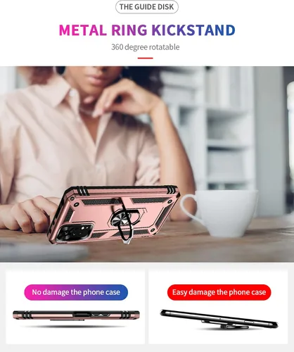 Vista 3 de Funda para Xiaomi Redmi Note 11 Pro con protector de pantalla, función atril de protección resistente de doble capa a prueba de golpes, funda