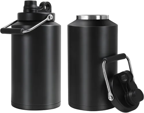 Vista 12 de Jarra de Agua de Galón, Botella de Agua Aislada, Jarra de 1 Galón con Asa, Botella de Agua Grande de Acero Inoxidable de 128 oz de Boca Ancha