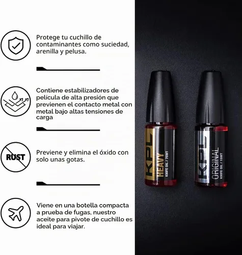 Vista 2 de Knife Pivot Lube Paquete combinado de aceite de cuchillo pesado + original - Botellas de engrasador de precisión - Limpieza y lubricación de KPL