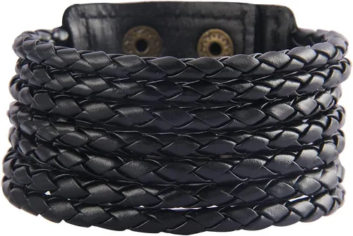 Vista 60 de Jeilwiy Pulseras de cuero punk para hombres, pulseras hechas a mano, brazalete ancho, joyería trenzada, color negro y marrón, ajustable, regalos