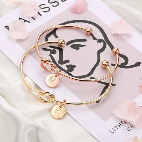 Vista 5 de Ursteel - Pulsera de diseño de nudo y abalorio de inical para dama de honor o para regalar