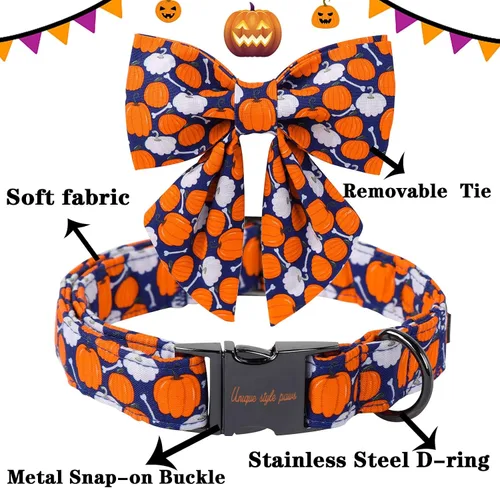 Vista 122 de Unique style paws - Collar para perros con corbatín, collar ajustable para perros y gatos, pequeño, mediano y grande