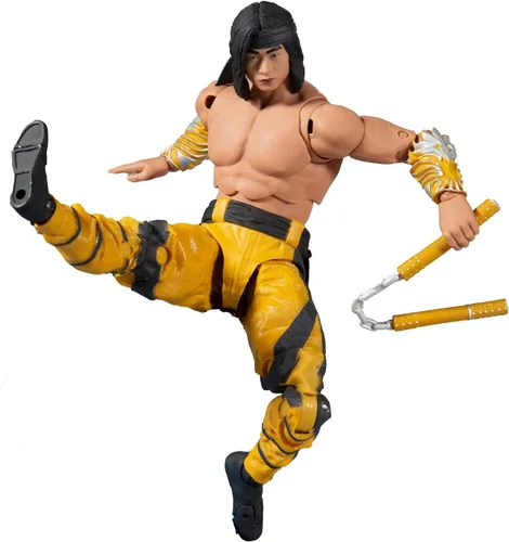 Vista 2 de McFarlane Toys Mortal Kombat Liu Kang (Fighting Abbot) Figura de acción de 7 pulgadas con accesorios