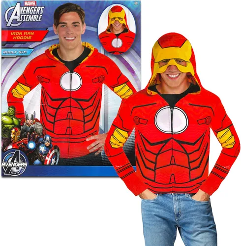 Vista 2 de Marvel Iron Man - Sudadera con capucha para hombres, adolescentes 1 chaqueta de Iron Man con capucha de máscara, disfraz de Halloween, juego
