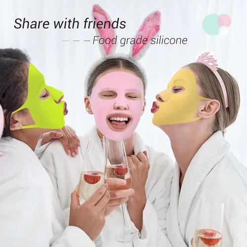 Vista 2 de Maitys 5 piezas de mascarillas faciales de silicona reutilizables para mujeres, mascarilla facial hidratante antiarrugas, cubierta para prevenir