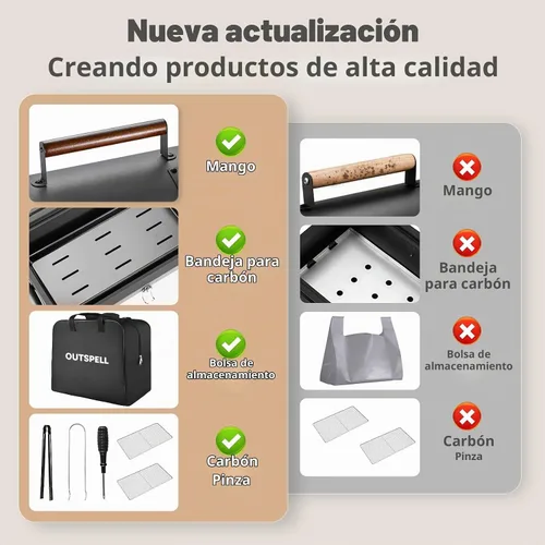 Vista 4 de Parrilla de carbón portátil: parrilla de barbacoa de doble cara
