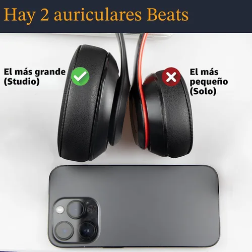 Vista 3 de SoloWIT Almohadillas de repuesto para auriculares Beats Studio 2 y Studio 3 con cable/inalámbricos sobre la oreja, almohadillas para los oídos
