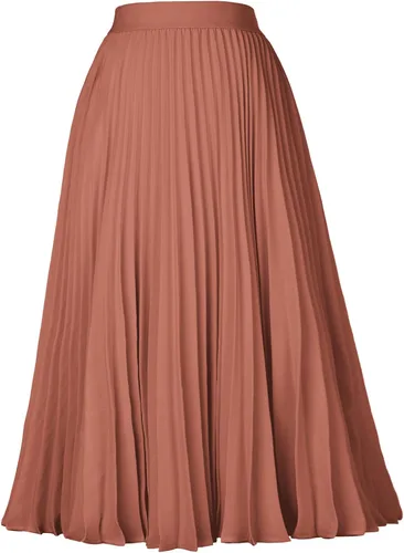 Vista 214 de GRACE KARIN - Falda plisada de gasa para mujer, con cintura alta y elástica, vuelo, corte acampanado y longitud por debajo de la rodilla