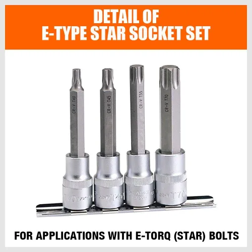 Vista 7 de HORUSDY Juego de zócalo de 11 piezas E Torx hembra externo Star Socket Set E4 - E20 Juego de zócalos de par