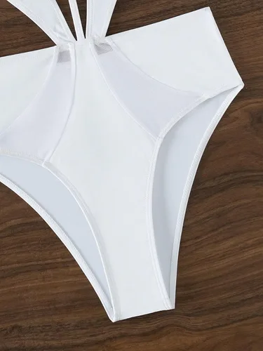 Vista 5 de MakeMeChic Traje de baño de una pieza con tiras recortadas para mujer