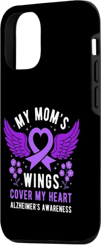 Vista 2 de Funda morada para iPhone 14 My Mom's Wings Cover My Heart Alzheimer's Awareness