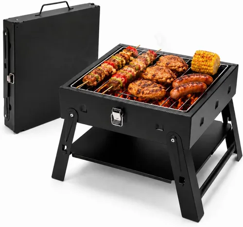 Vista 16 de Pequeña parrilla de carbón portátil para barbacoa: Mini parrillas plegables