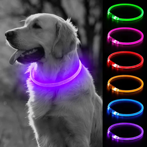 Vista 12 de BSEEN Collar de Perro Iluminado – Collar de Perro LED Visible a 360° Impermeable Recargable – Collar Brillante de TPU Cortable para Mascotas