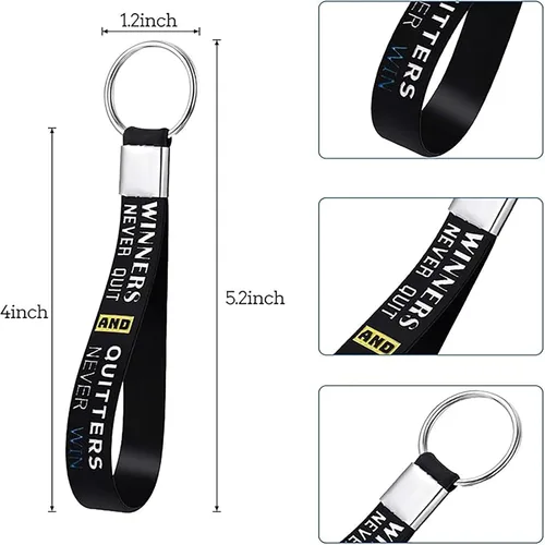Vista 4 de Hicarer 24 llaveros de silicona para voleibol, con citas motivacionales, para fiestas deportivas, regalos de voleibol, Negro