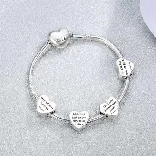 Vista 6 de MUERDOU Pulsera con dije de corazón, grabado inspirador, regalo de aliento para mujeres y niñas