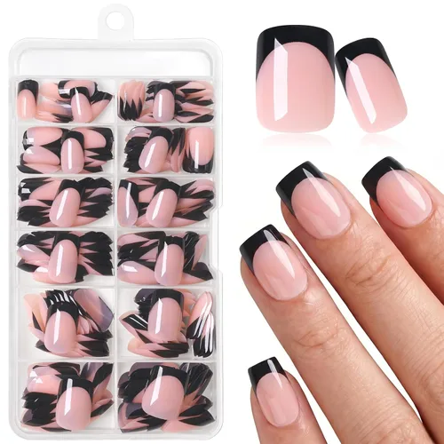 Vista 9 de 240 uñas postizas de punta francesa a presión, uñas postizas medianas de almendra, uñas blancas de punta francesa a presión, uñas acrílicas a