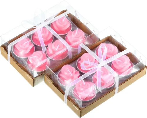 Vista 2 de TecUnite 12 velas de rosas hechas a mano, delicadas velas de rosas para San Valentín, spa, fiesta, boda, regalo para decoración del hogar (rosa)