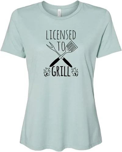 Vista 11 de Cute Women's Screen Printed Crew Neck Tee, Shirts With Sayings, Dusty Blue or Olive