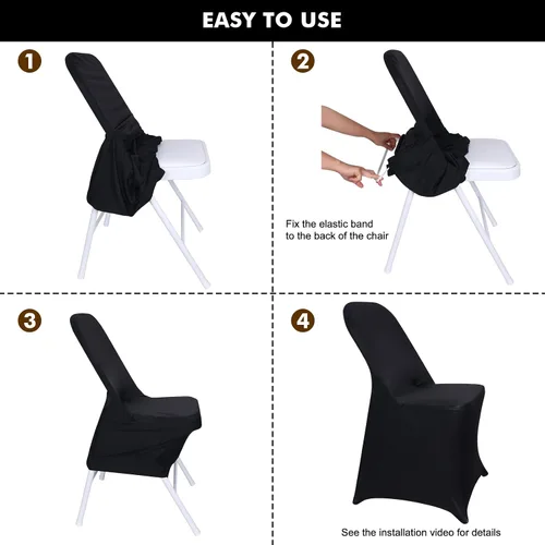 Vista 6 de Fixwal 1 funda elástica negra plegable de elastano para silla